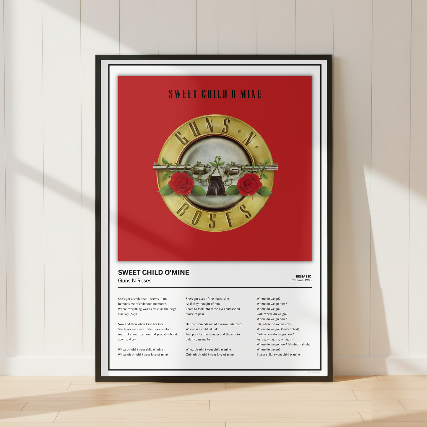 Sweet Child O' Mine Lyrics Print