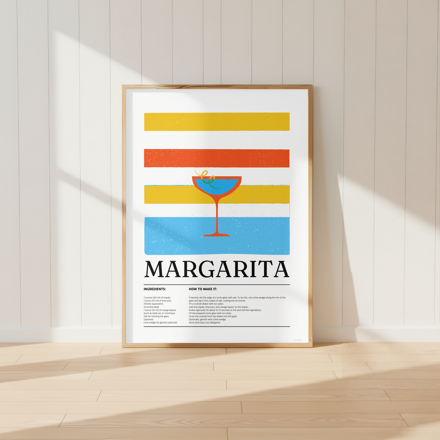 Margarita Cocktail Print - Blue, Orange & Yellow