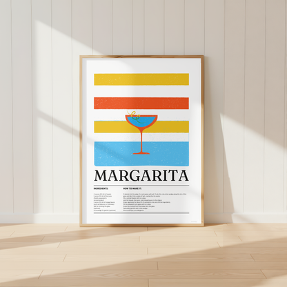 Margarita Cocktail Print - Blue, Orange & Yellow