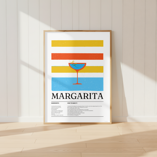 Margarita Cocktail Print - Blue, Orange & Yellow