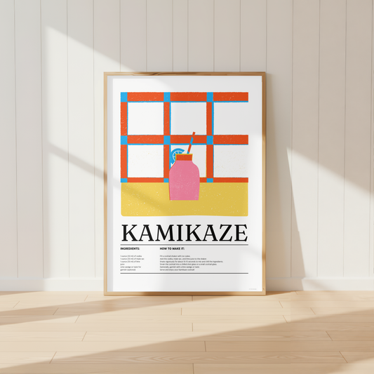 Kamikaze Cocktail Print - Blue, Orange & Yellow