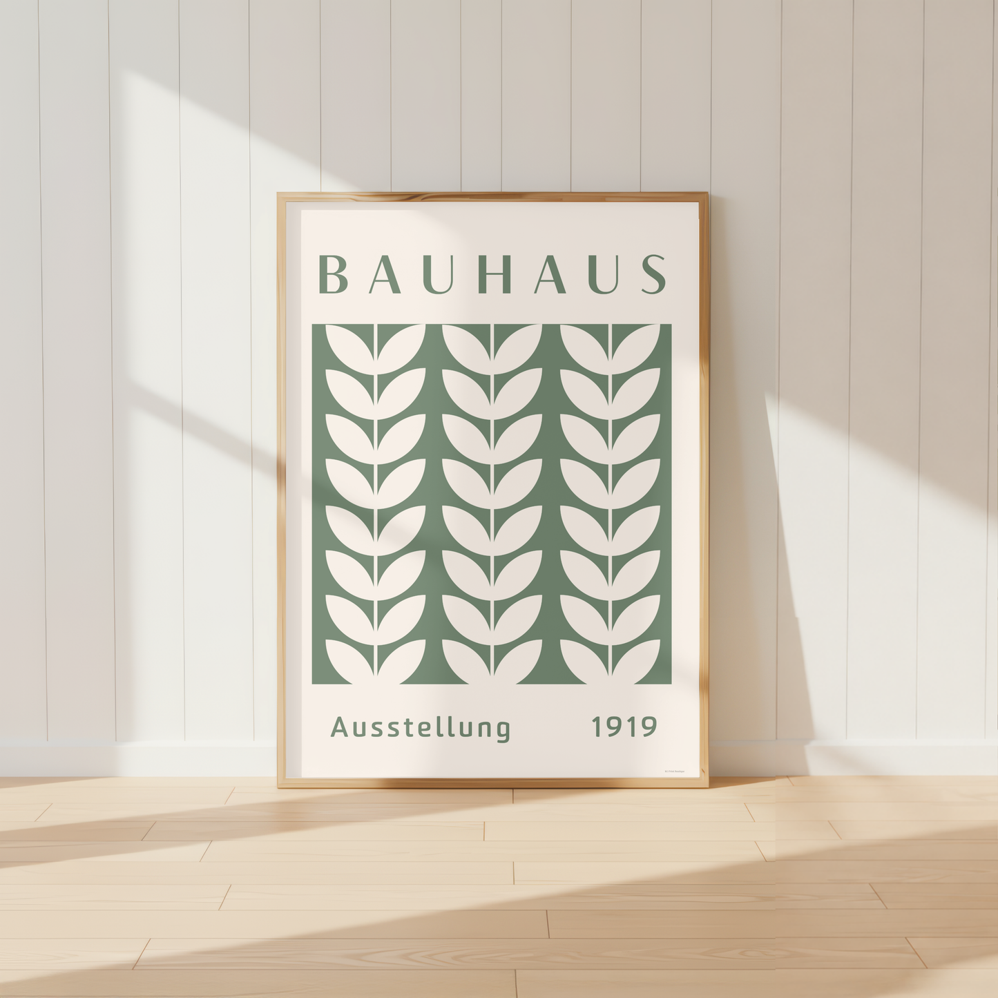 Bauhaus Botanical Leaf Print | Sage Green Nordic Minimal Wall Art