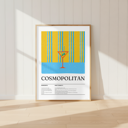 Cosmopolitan Cocktail Print - Blue & Yellow