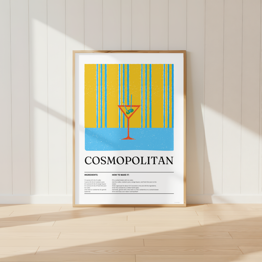 Cosmopolitan Cocktail Print - Blue & Yellow