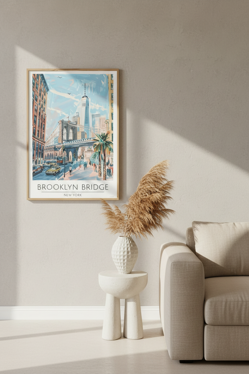 New York - Brooklyn Bridge Travel Print