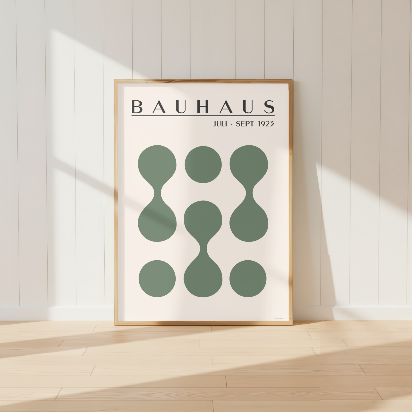 Abstract Bauhaus Shapes Print | Green Mid Century Modern Wall Art Poster