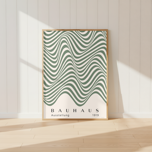 Bauhaus Wave Line Print | Retro Scandinavian Abstract Wall Art Poster