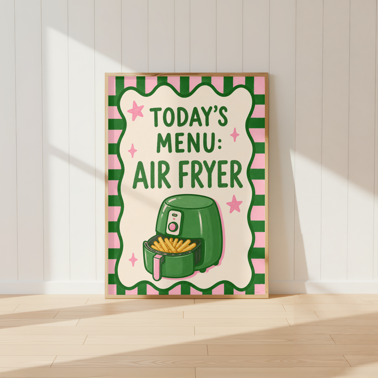Today's Menu Air Fryer kitchen wall art print with playful air fryer illustration