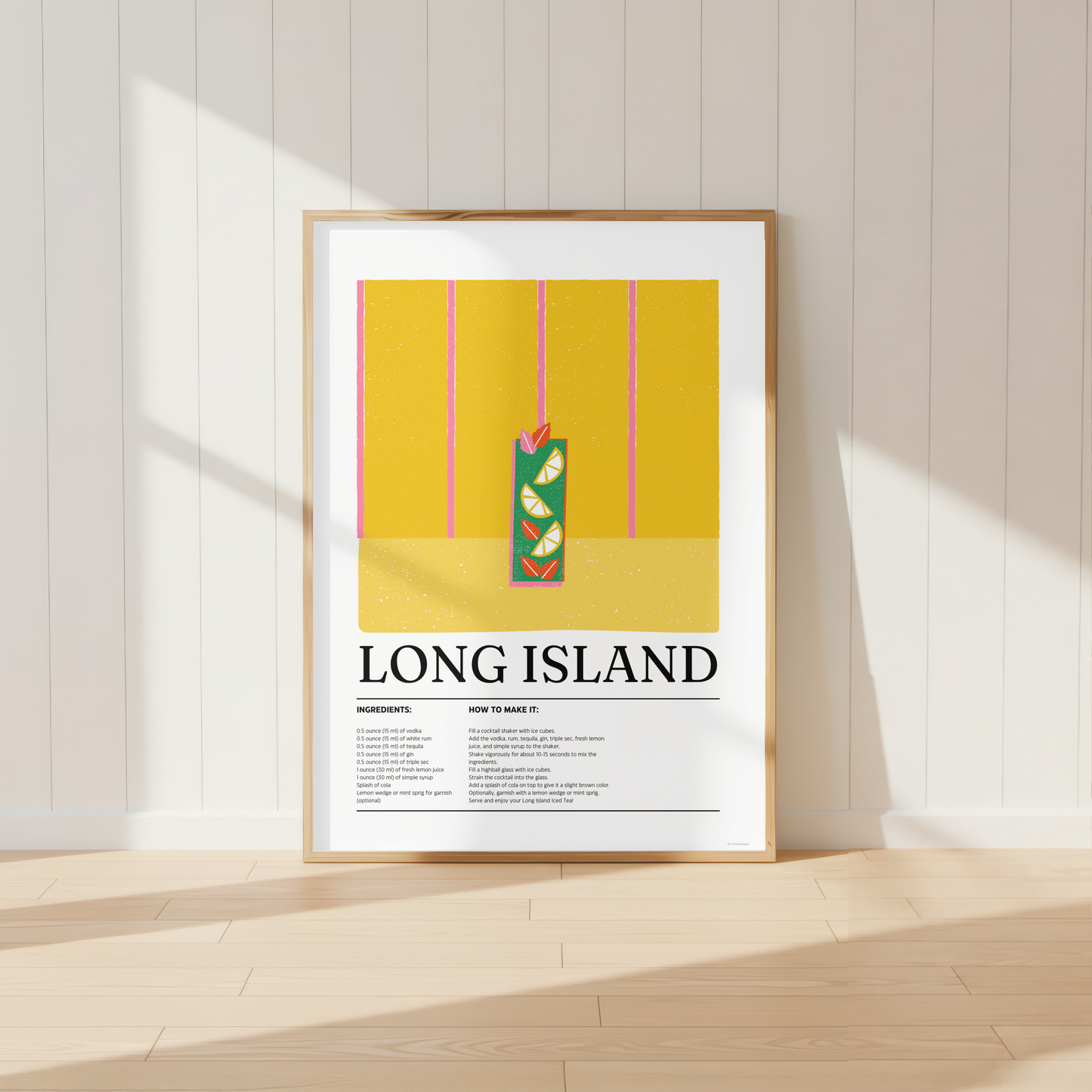 Long Island Cocktail Print - Yellow & Pink
