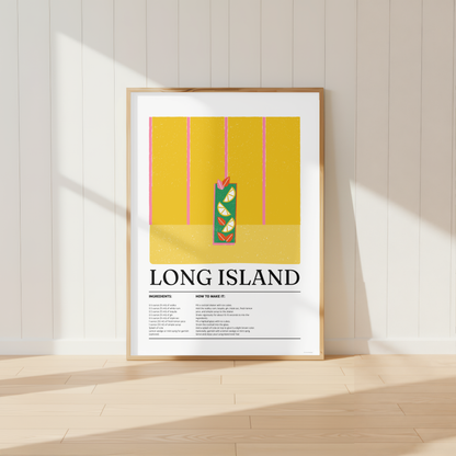 Long Island Cocktail Print - Yellow & Pink