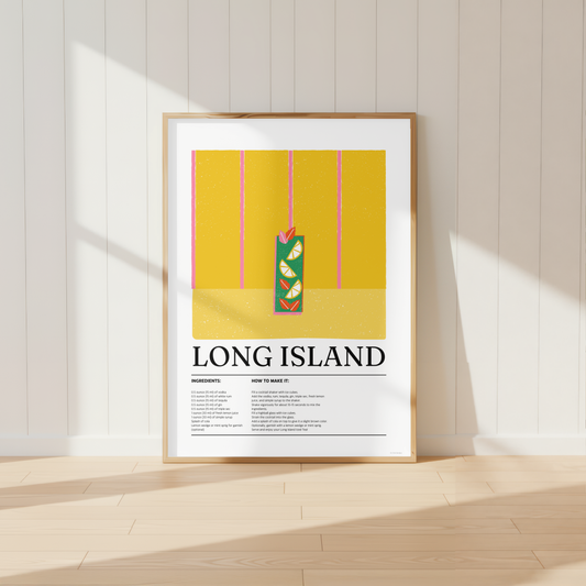 Long Island Cocktail Print - Yellow & Pink