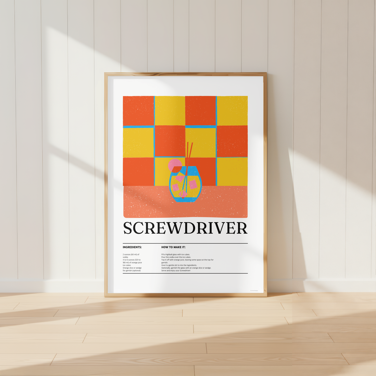Screwdriver Cocktail Print - Orange & Yellow