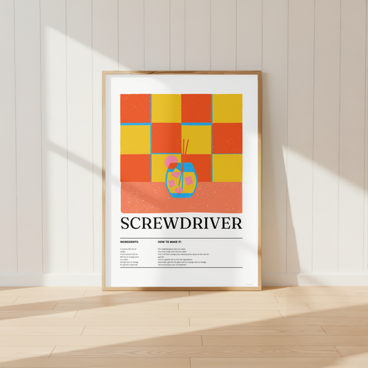 Screwdriver Cocktail Print - Orange & Yellow