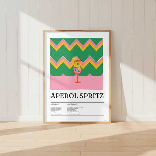 Aperol Spritz Cocktail Print - Green, Yellow & Pink