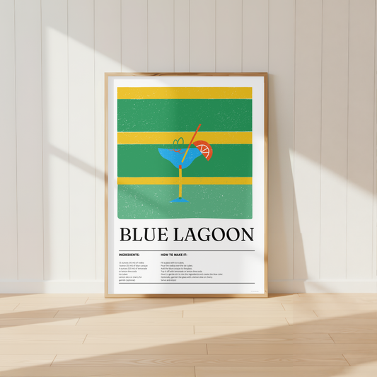 Blue Lagoon Cocktail Print - Green & Yellow