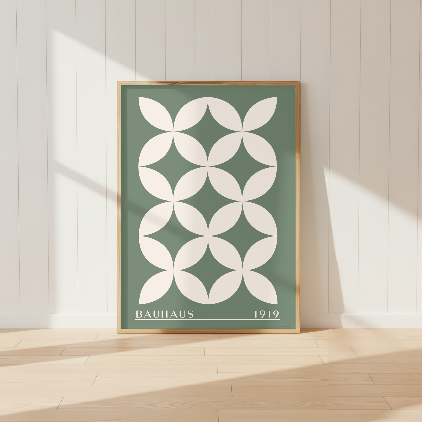 Sage Green Abstract Bauhaus Print | Mid Century Modern Geometric Wall Art
