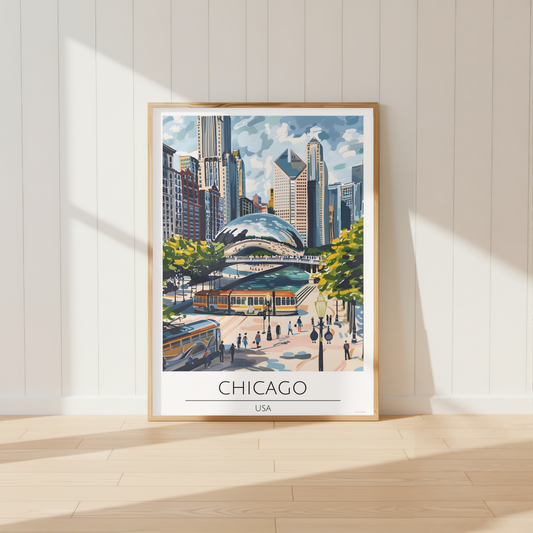 USA, Chicago Travel Print Poster