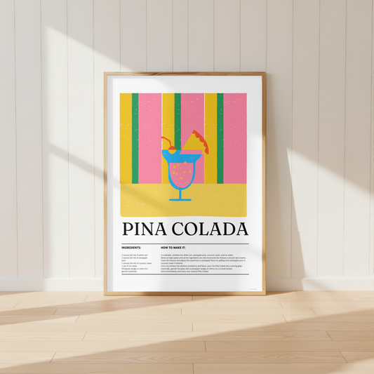 Pina Colada Cocktail Print - Pink & Yellow