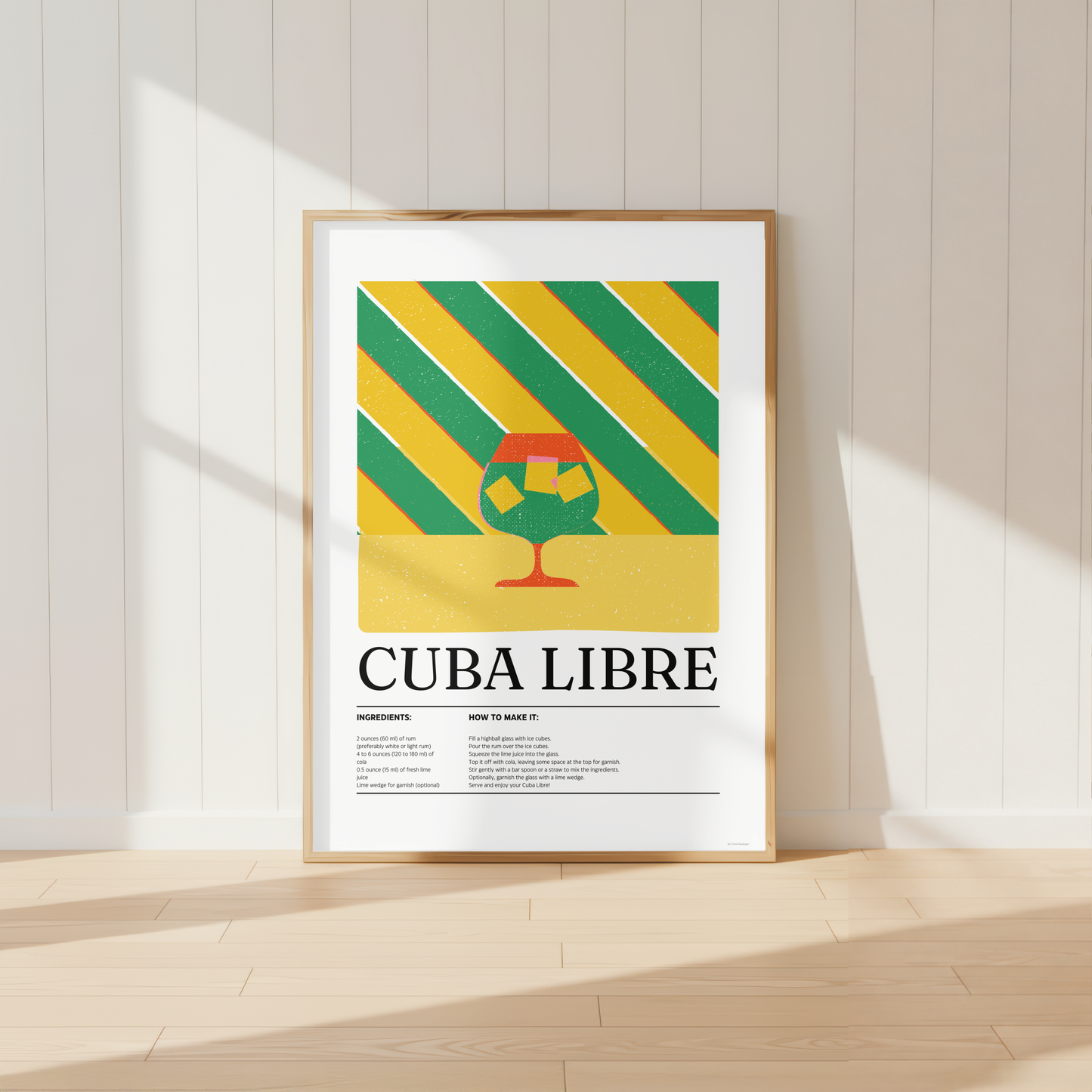 Cuba Libre Cocktail Print - Green & Yellow
