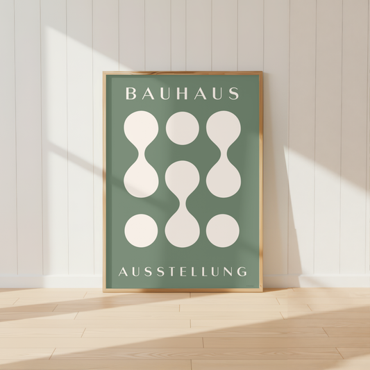 Green Bauhaus Exhibition Print | Modern Geometric Minimalist Wall Art