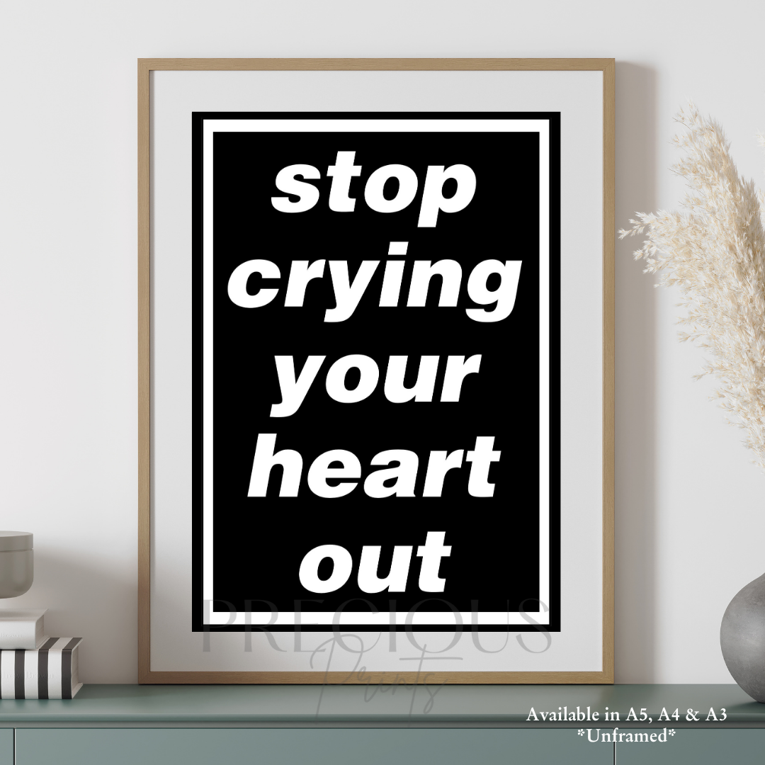 Oasis Lyric Poster - Stop Crying Your Heart Out