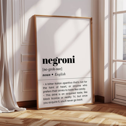Negroni Word Definition Poster