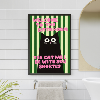 Funny Cat Bathroom Wall Art Print