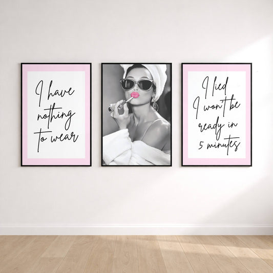 Set of 3 Audrey Hepburn Fashion Prints