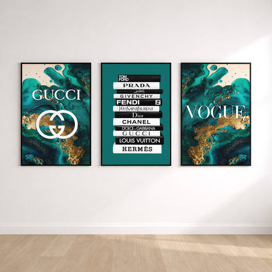 Set of 3 Teal Fashion Prints