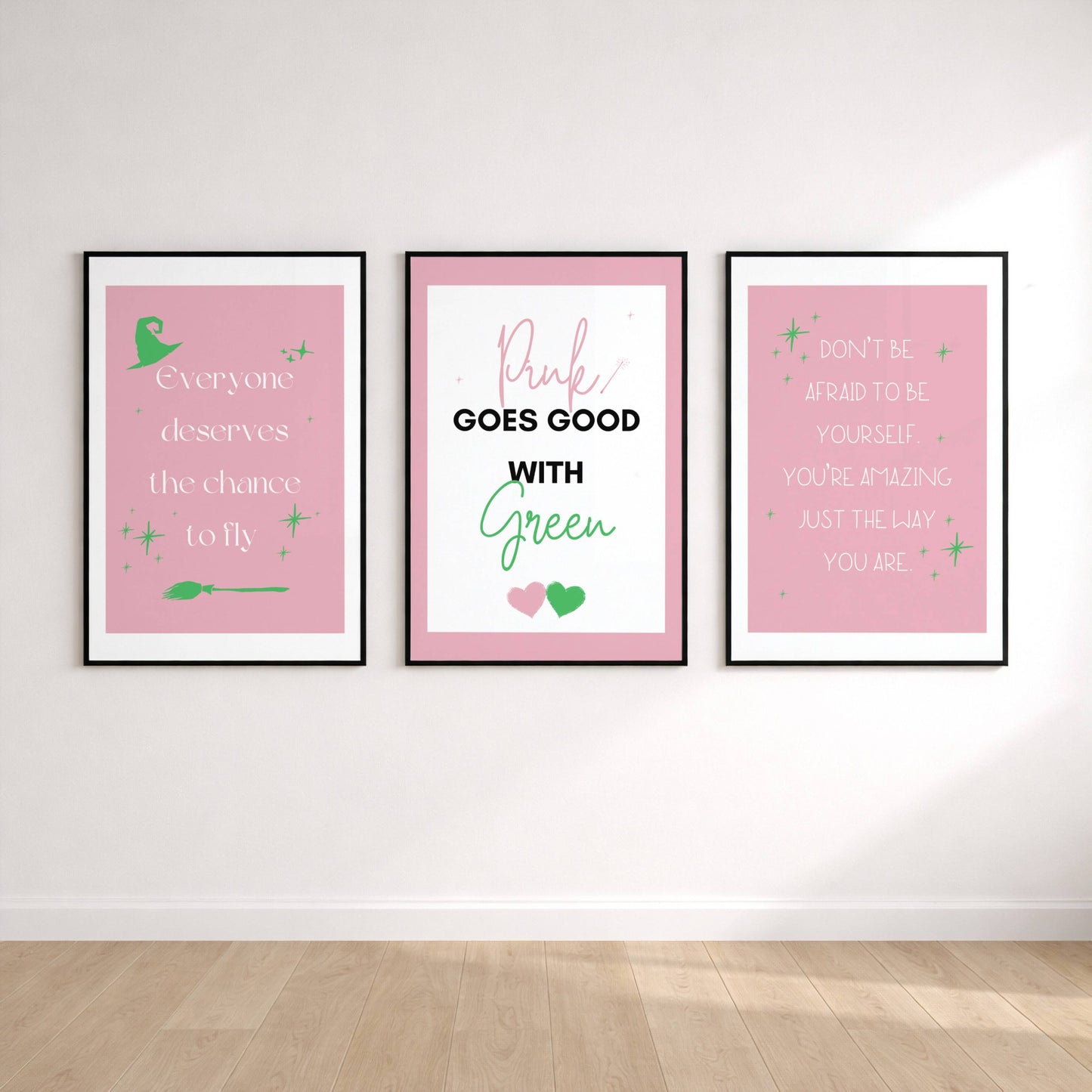 Pink Wicked Quotes Wall Art Set of 3 | Girly Bedroom Prints