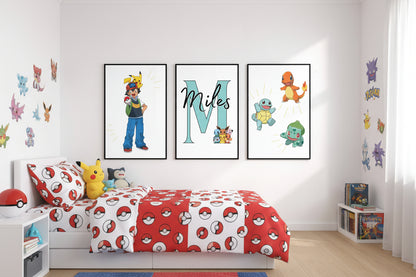 Set of 3 Personalised Pokemon Bedroom Prints