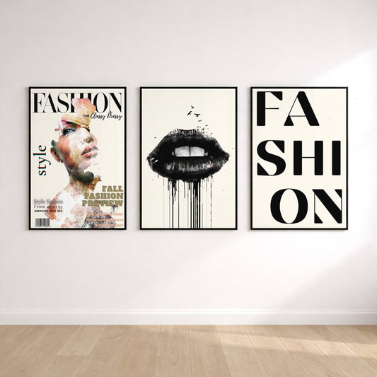 Luxury Fashion Wall Art Set of 3 | Neutral Designer Prints