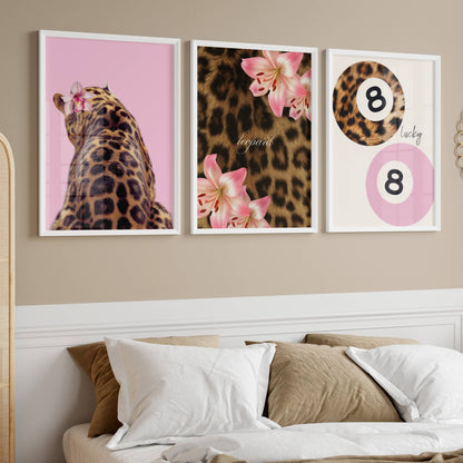 Set of 3 Pink Leopard Prints